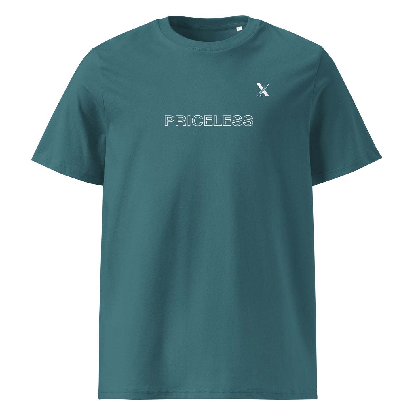 VALUE Tee in Ocean Blue - Front View with PRICELESS print