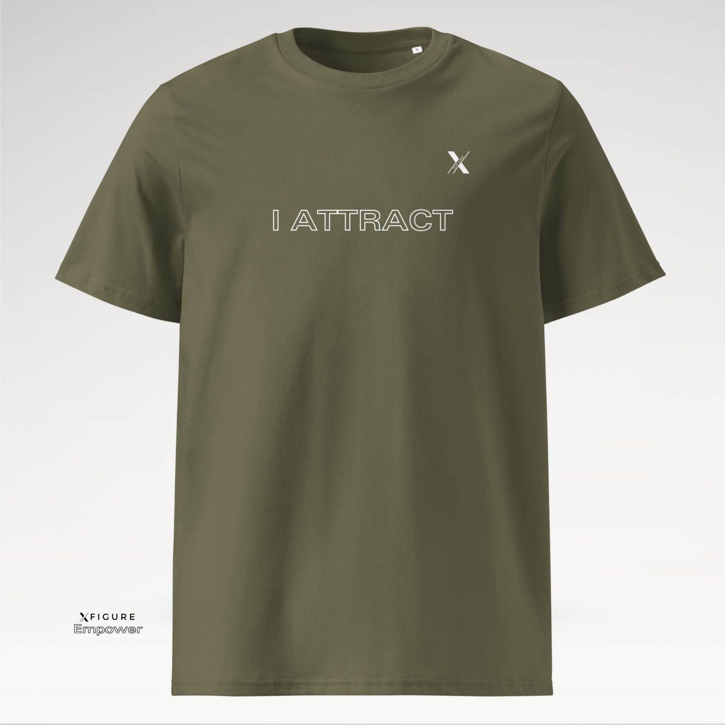 Xfigure Magnet I ATTRACT Tee in Khaki Momentum - Bold Unisex Statement Shirt