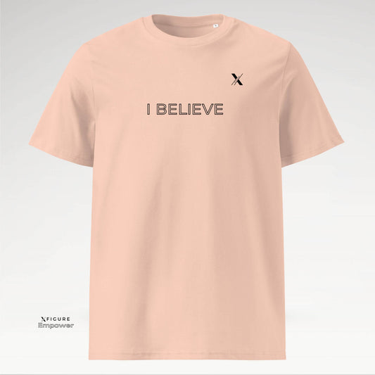 Xfigure Faith I BELIEVE Tee in Fraiche Peche Serenity - Empowering Unisex T-shirt