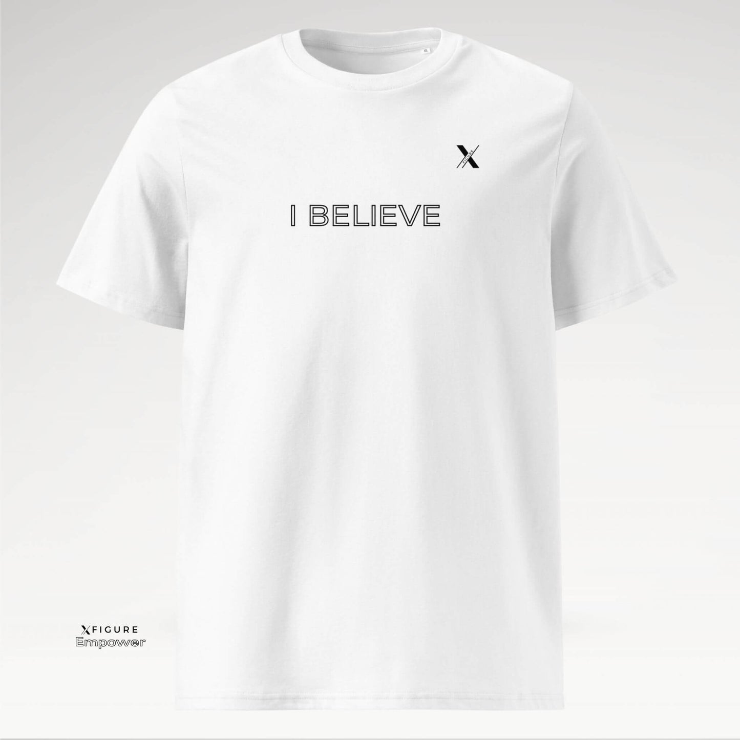 Xfigure Faith I BELIEVE Tee in White Infinite - Bold Unisex Statement Shirt