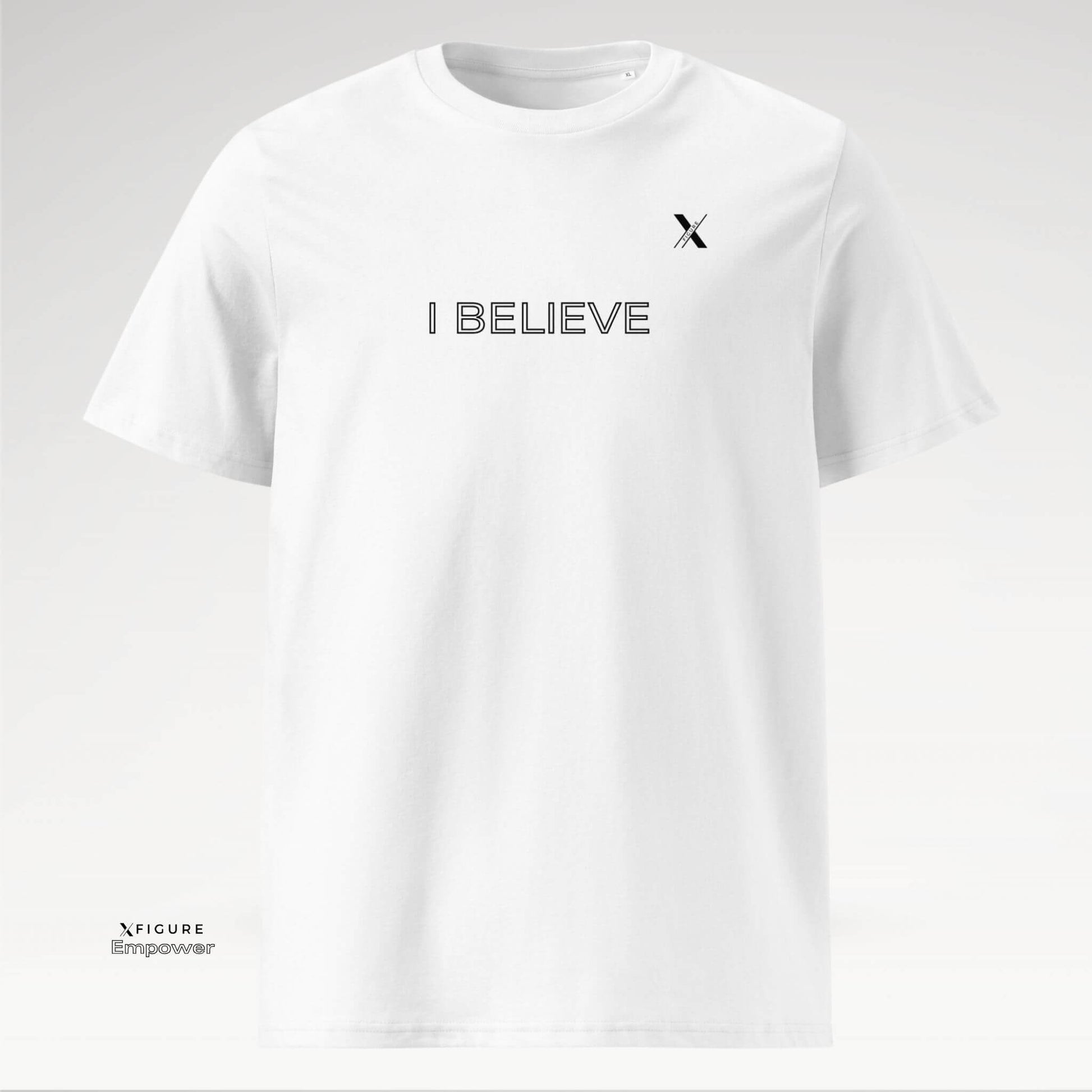 Xfigure Faith I BELIEVE Tee in White Infinite - Bold Unisex Statement Shirt