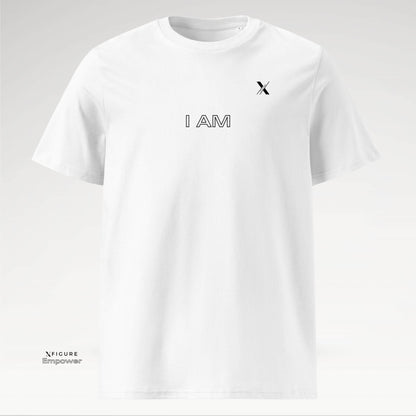 Xfigure Identity I AM Tee in Pure White - Bold Unisex Statement Shirt