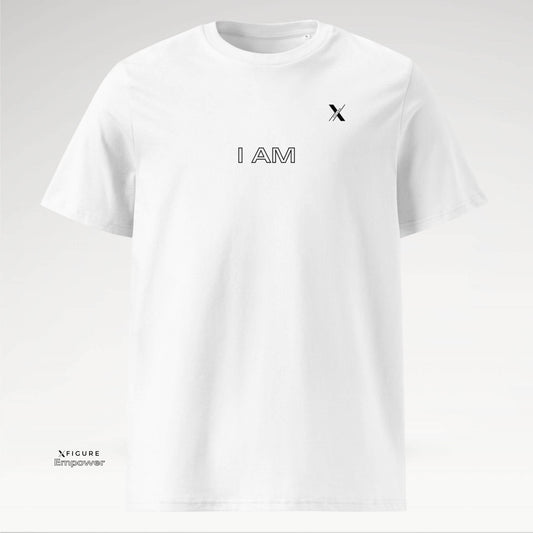 Xfigure Identity I AM Tee in Pure White - Bold Unisex Statement Shirt