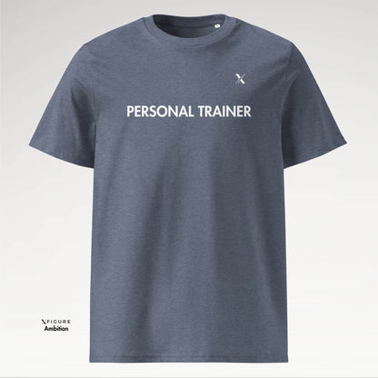 Front view of Personal Trainer Tee in Dark Heather Blue - Pulse Edition