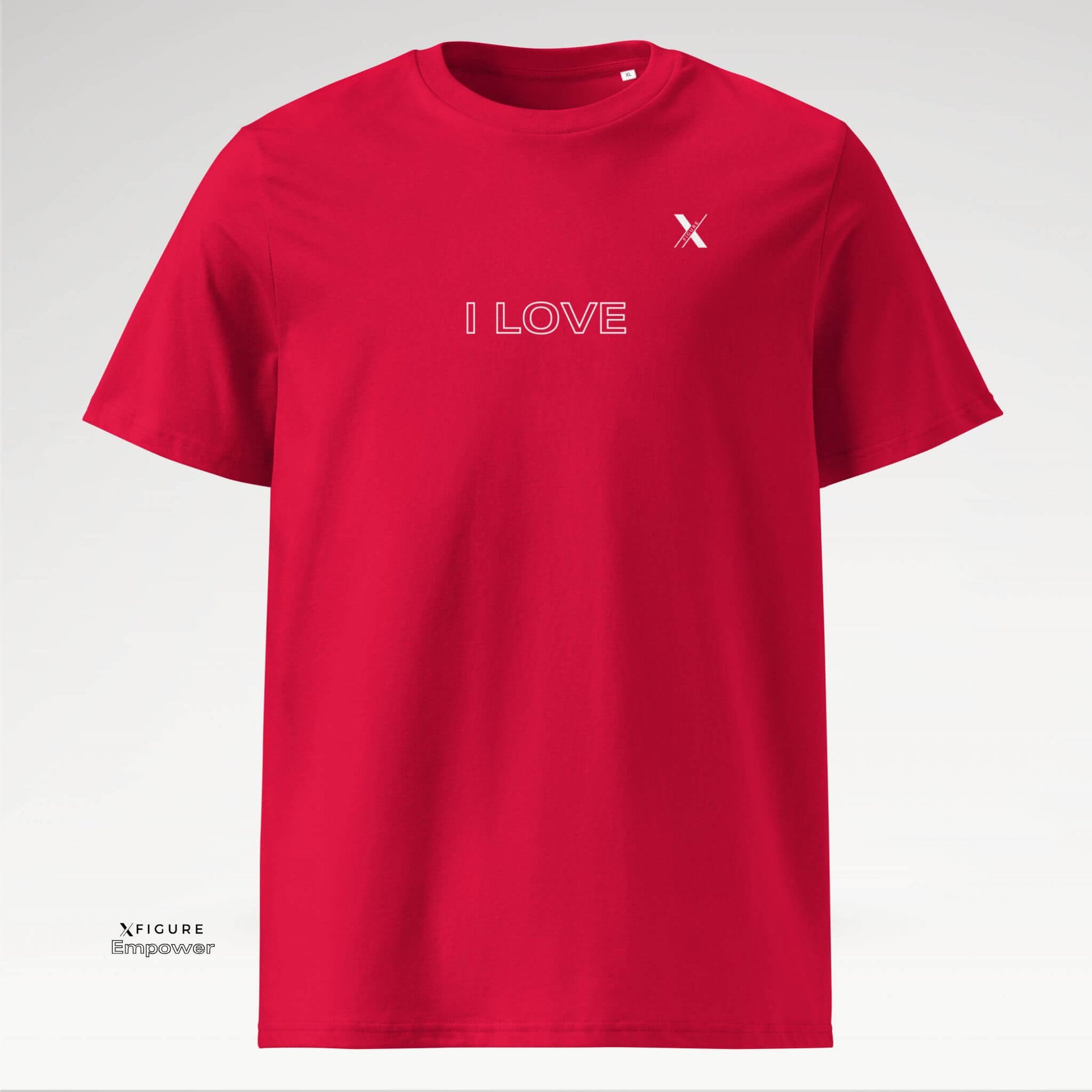 Xfigure Radiate I LOVE Tee in Red Passionate - Empowering Unisex T-shirt