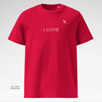 Xfigure Radiate I LOVE Tee in Red Passionate - Empowering Unisex T-shirt