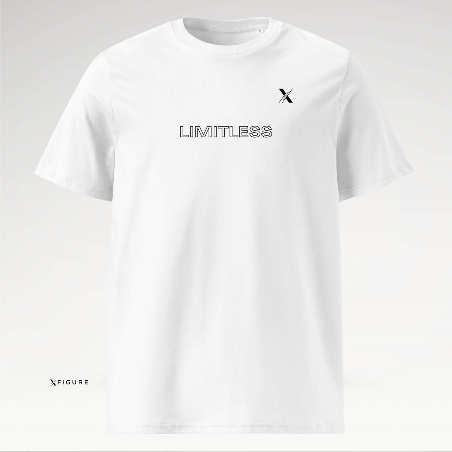 Front View of limitless XFIGURE Tee in Prestige White